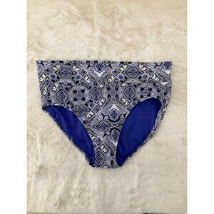 SOMA size Large New Blue White Paisley Swimsuit bikini bottoms No tag
